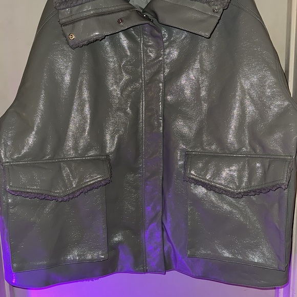 ASOS design curve faux leather jacket with teddy lining - Picture 8 of 12